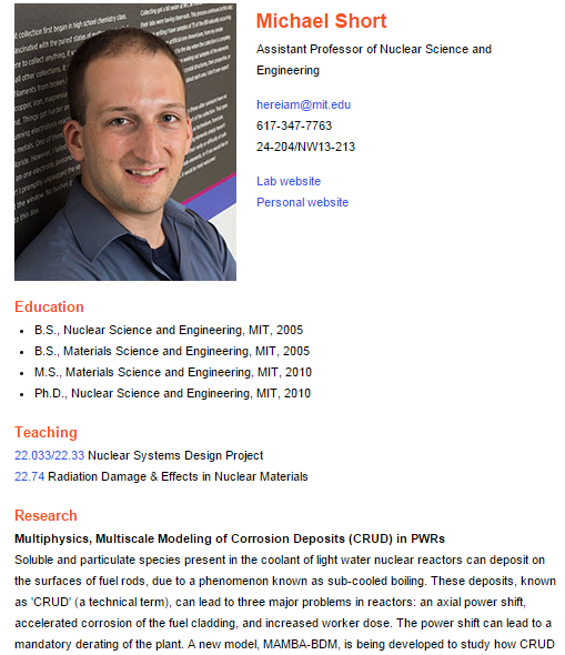 A screenshot of Dr Short's profile on the NSE faculty website. Let's just say I'm really damn excited.