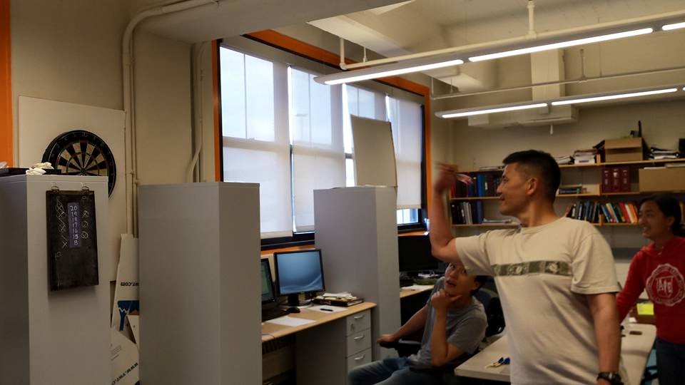 Reid Tanaka aiming for that bullseye at the Short Lab office